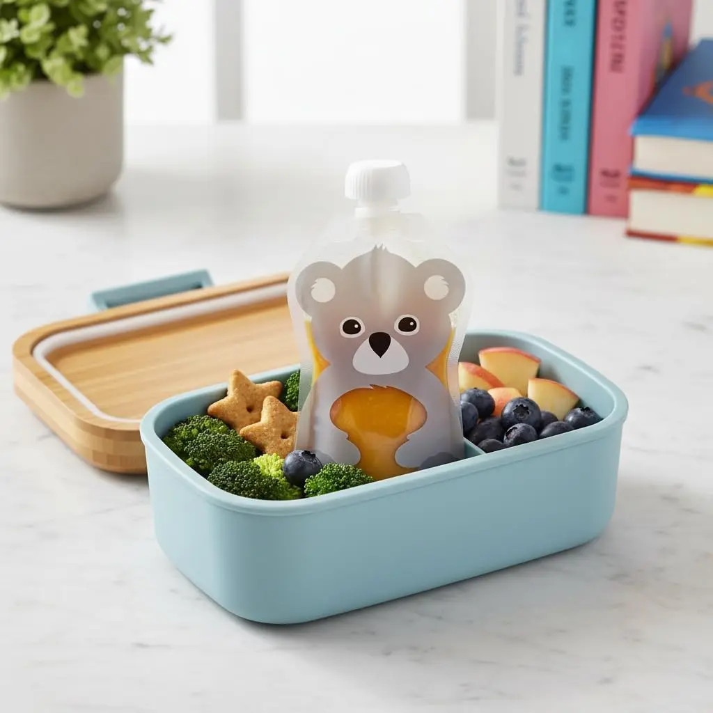 Squooshi Reusable Baby Food Pouches, 12 Pack, 5oz | BPA-Free, Freezer Safe, Assorted Animals - view 8