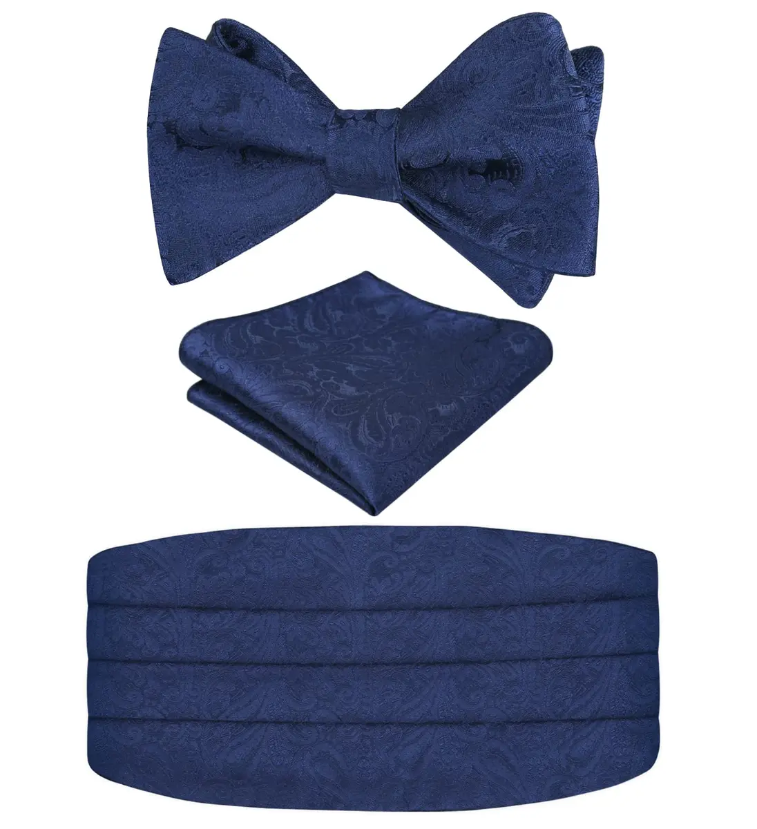 Alizeal Mens Paisley UNTIED Bow Tie Hanky Set, Navy | Classic Formal Accessory for Weddings & Events - main product image