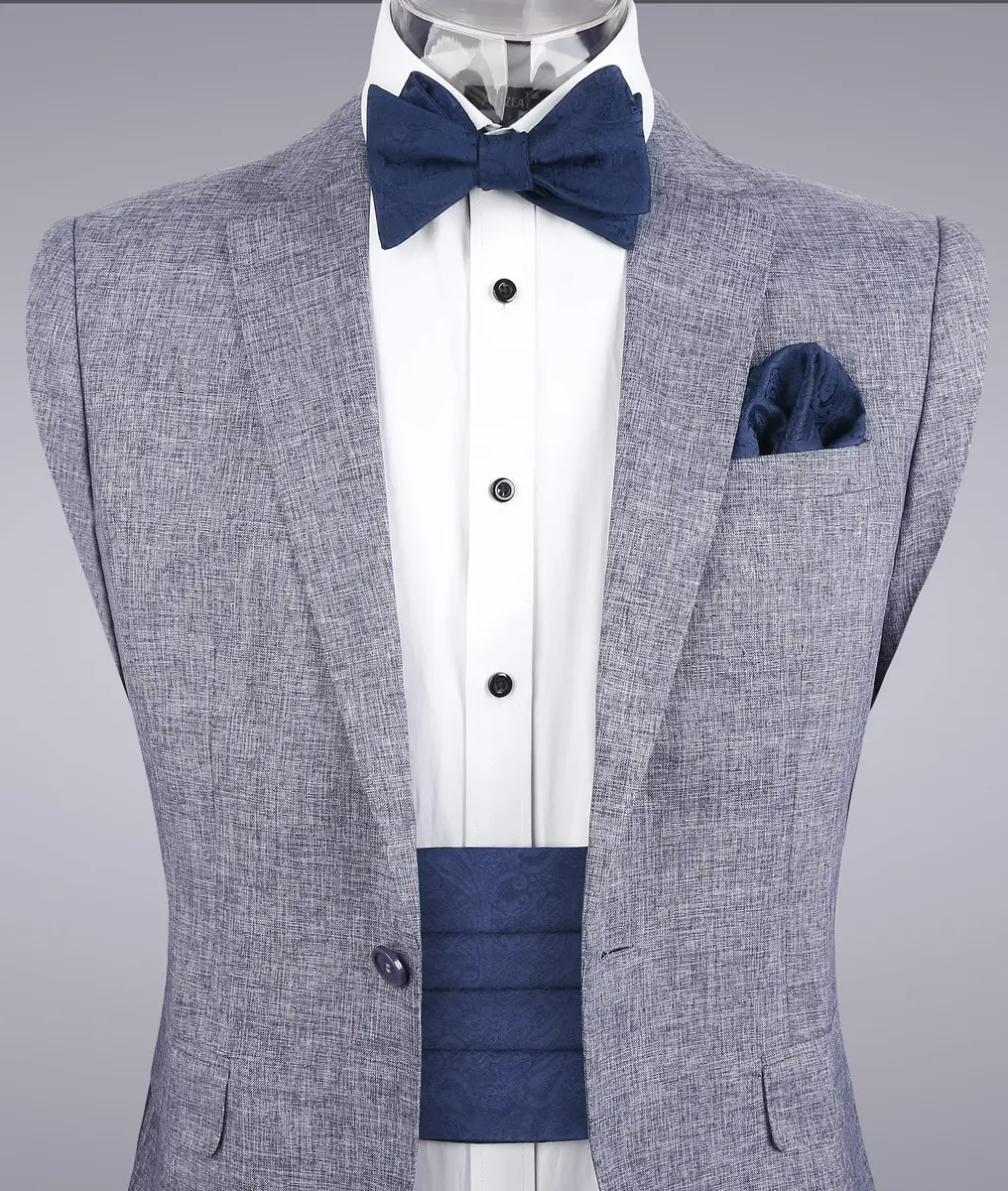 Alizeal Mens Paisley UNTIED Bow Tie Hanky Set, Navy | Classic Formal Accessory for Weddings & Events - view 2