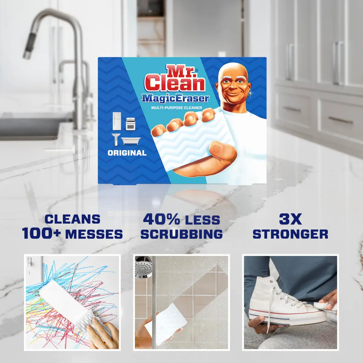Mr. Clean Magic Eraser Original Cleaning Pads 6 Count | Cleans Scuffs & Grime with Water Alone - view 2