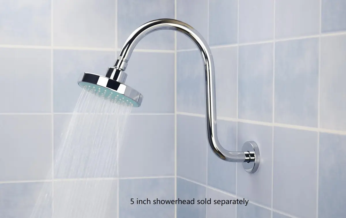 Purelux Goose Neck Shower Arm Water Outlet 6" Rise | Stainless Steel Chrome Finish - view 3
