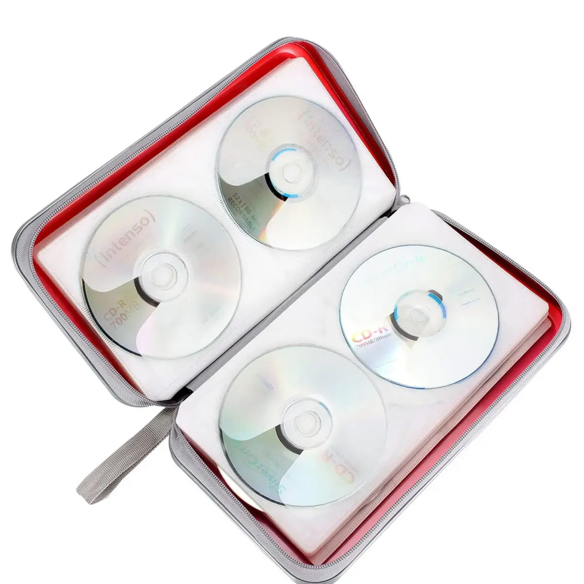 Siveit 80 Capacity CD/DVD Case Holder Wallet Red | Stores 80 Discs Securely - view 5