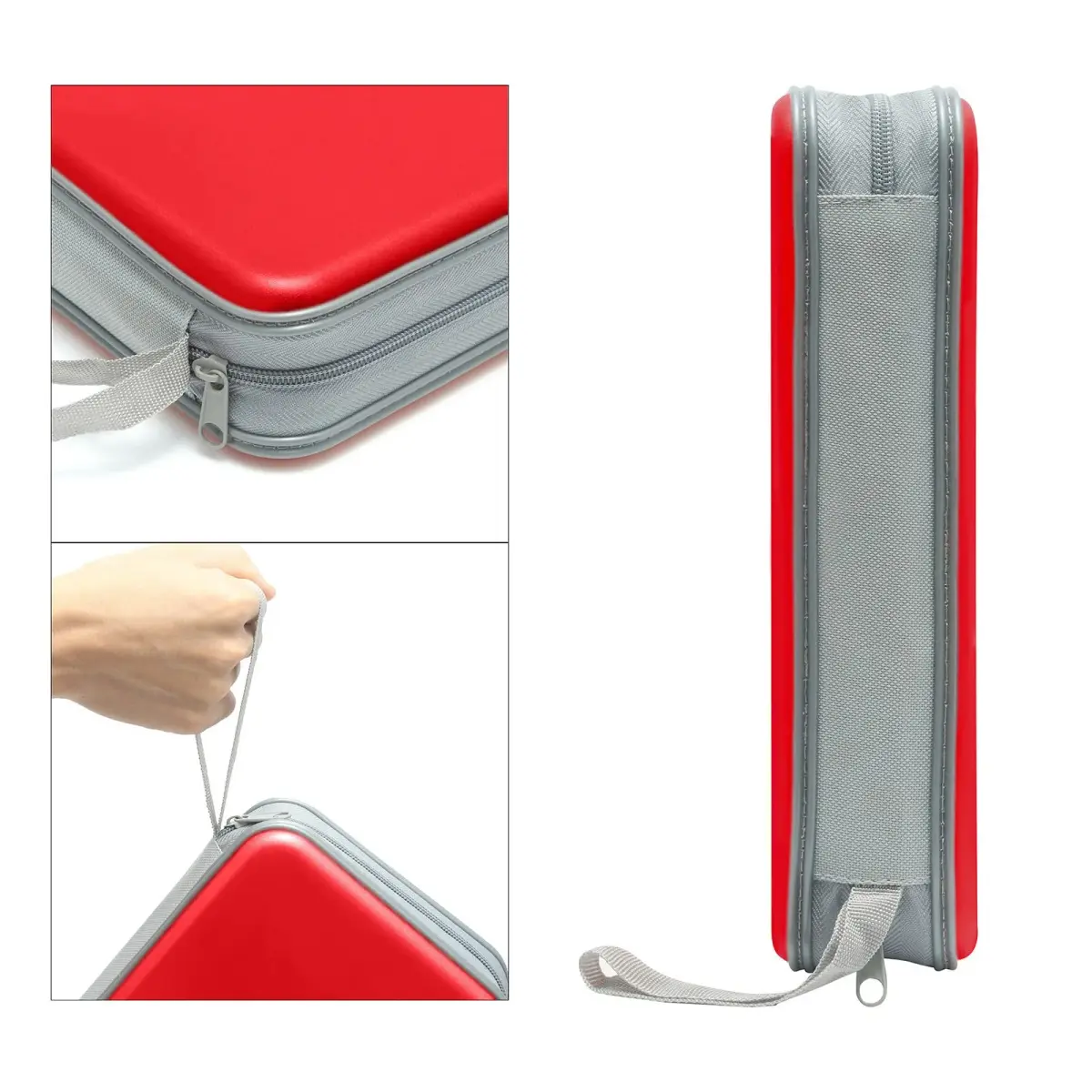 Siveit 80 Capacity CD/DVD Case Holder Wallet Red | Stores 80 Discs Securely - view 3
