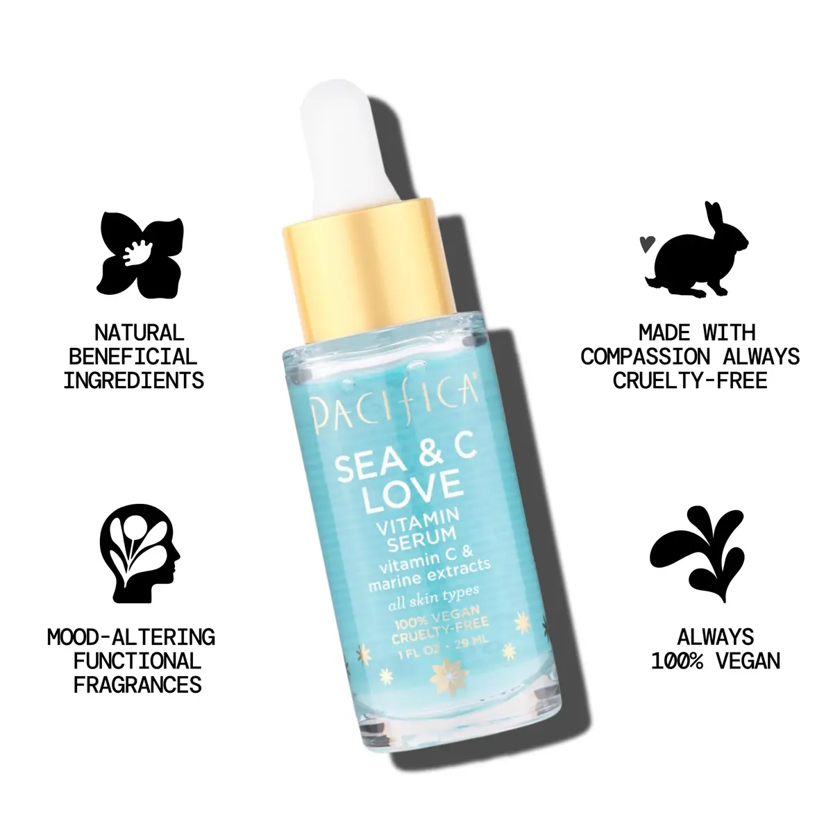 Pacifica Sea & C Love Vitamin C Serum for Face – Brightening & Anti-Aging Formula with Hyaluronic Acid, Green Tea & Algae – 1 Fl Oz - view 4