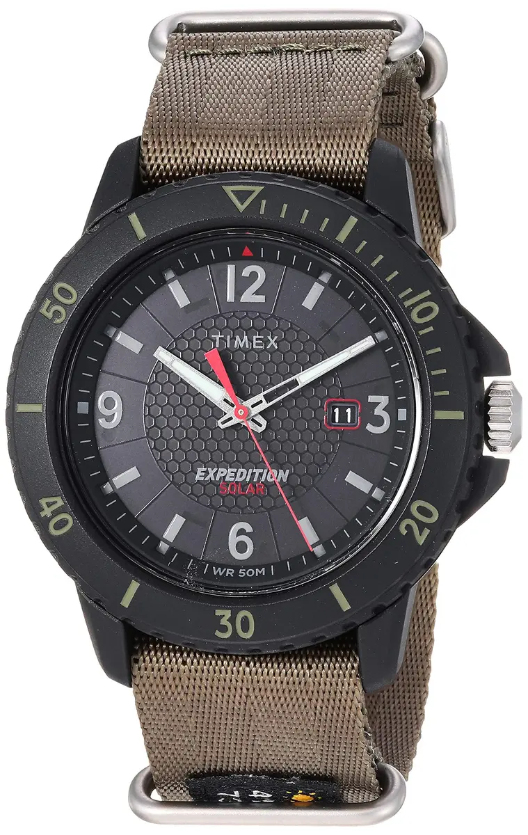 Timex Expedition Gallatin Solar 44mm Watch, Green Slip-Thru Strap | Solar Powered Outdoor Watch with Rugged Style - main product image