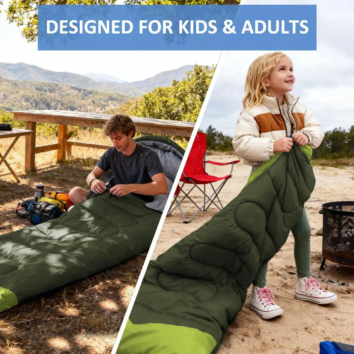 oaskys Camping Sleeping Bag 3 Seasons | Waterproof & Lightweight for Adults Kids - view 6