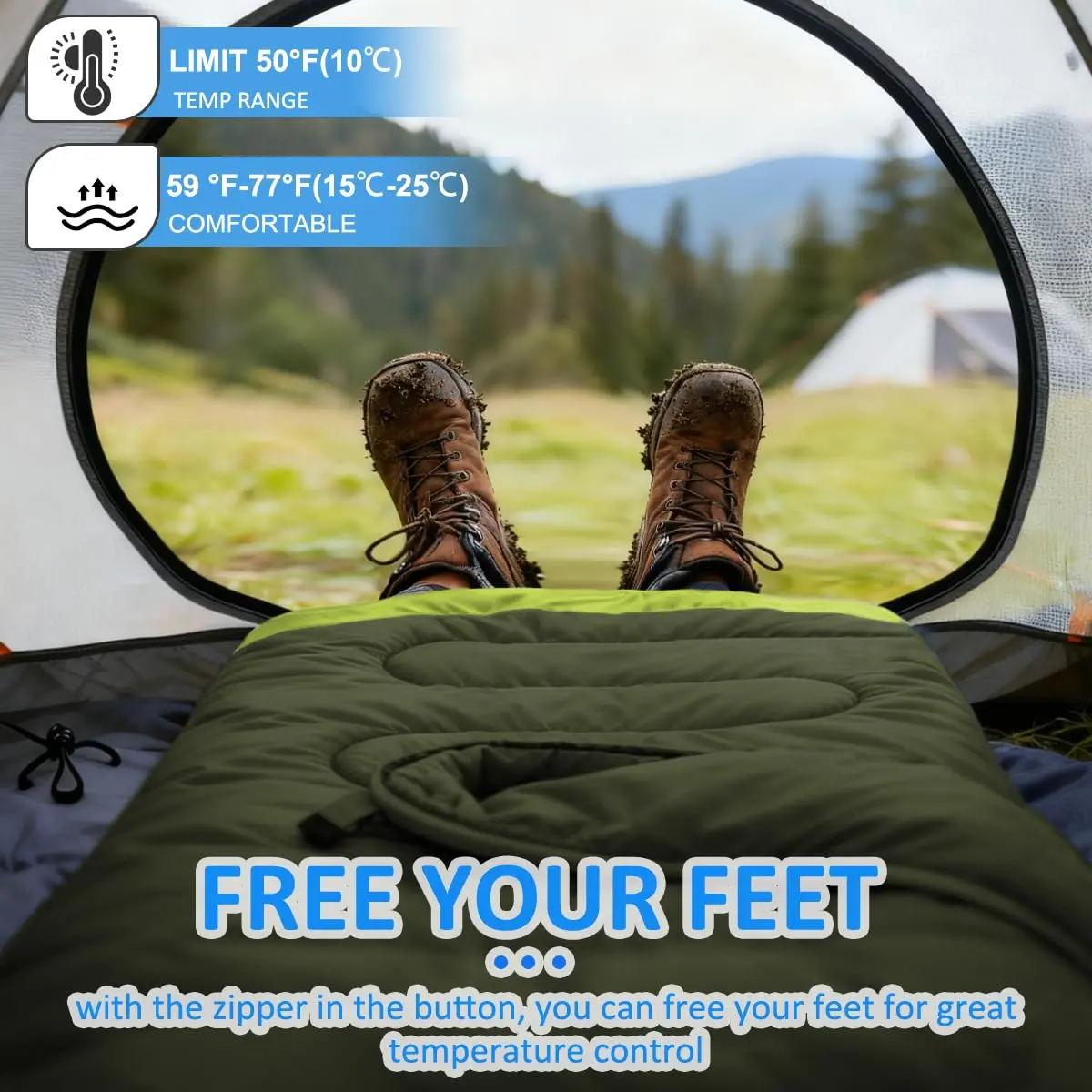 oaskys Camping Sleeping Bag 3 Seasons | Waterproof & Lightweight for Adults Kids - view 7