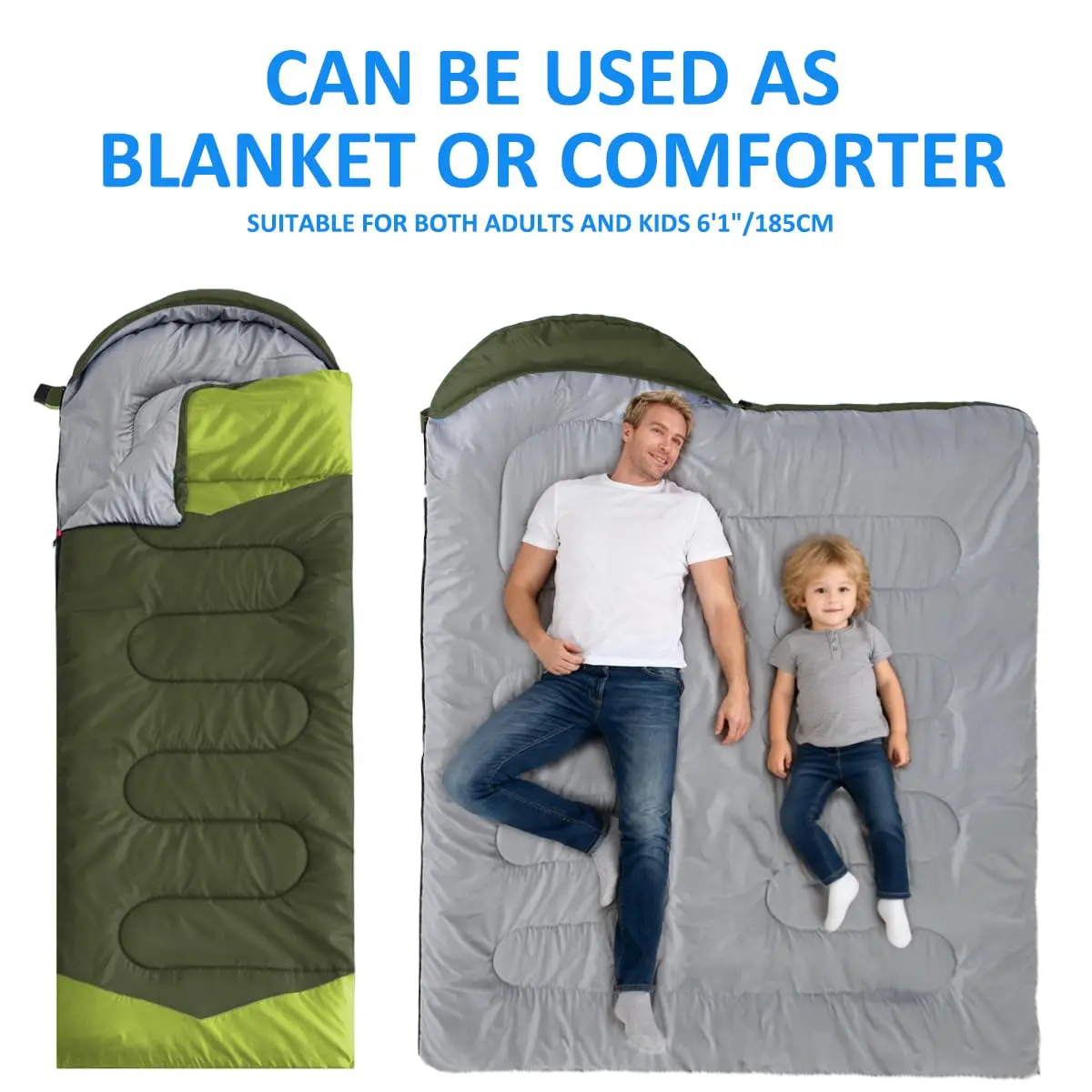 oaskys Camping Sleeping Bag 3 Seasons | Waterproof & Lightweight for Adults Kids - view 3