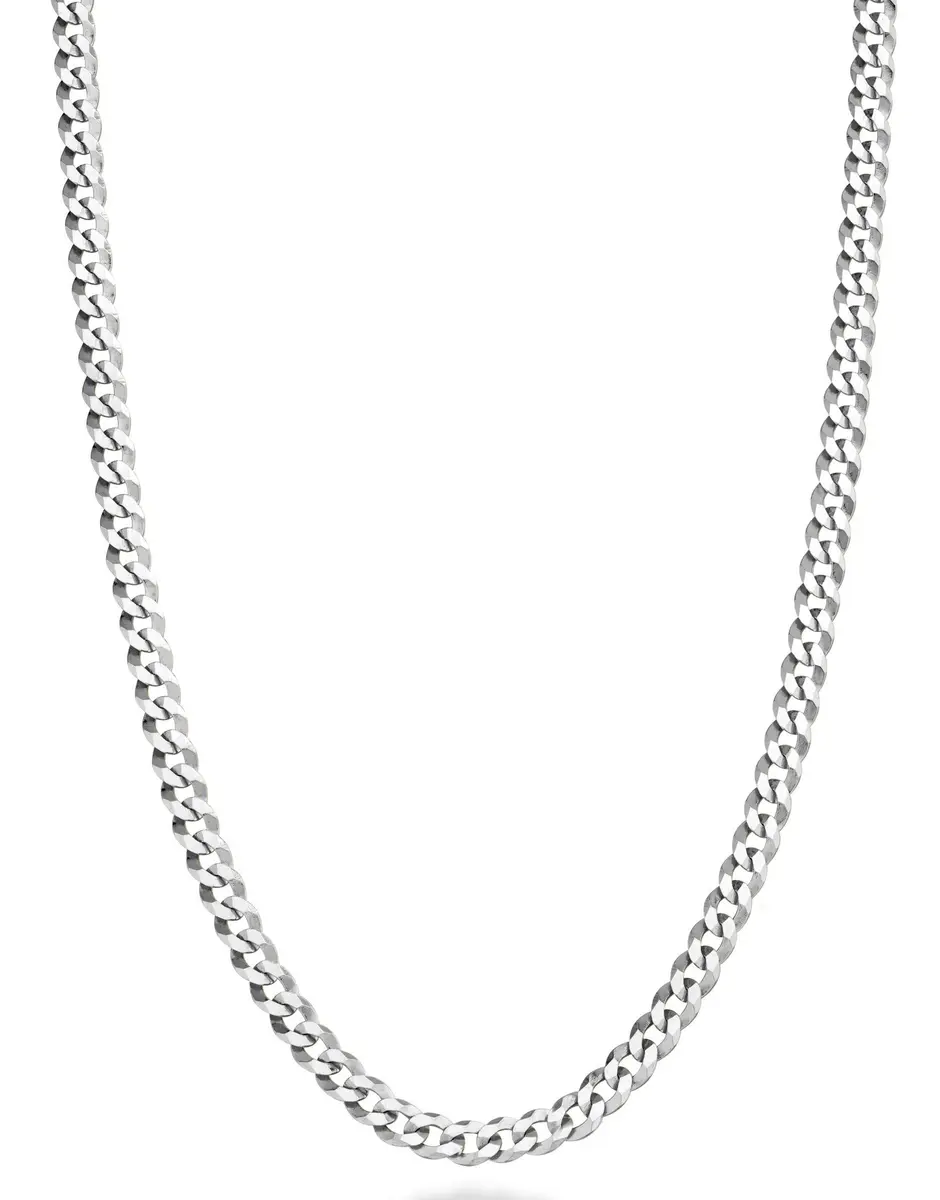 Miabella Solid 925 Sterling Silver 3.5mm Diamond Cut Cuban Chain Necklace 18 Inch | Unisex Italian Jewelry - main product image