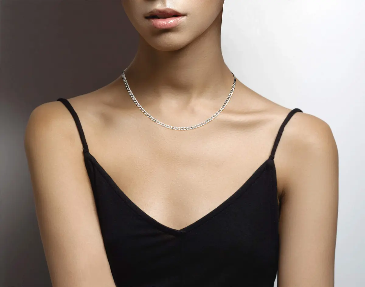 Miabella Solid 925 Sterling Silver 3.5mm Diamond Cut Cuban Chain Necklace 18 Inch | Unisex Italian Jewelry - view 4