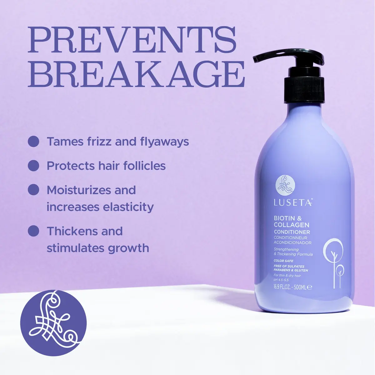 L LUSETA Biotin & Collagen Conditioner 16.9oz | Thickening for Hair Loss, All Hair Types, Sulfate & Paraben Free - view 2