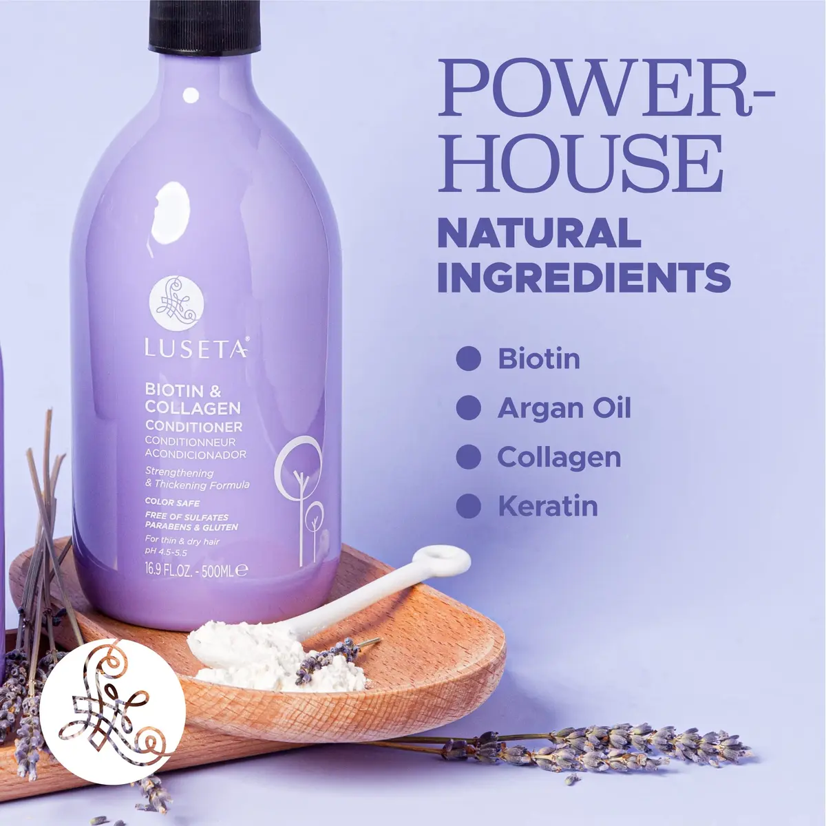 L LUSETA Biotin & Collagen Conditioner 16.9oz | Thickening for Hair Loss, All Hair Types, Sulfate & Paraben Free - view 3