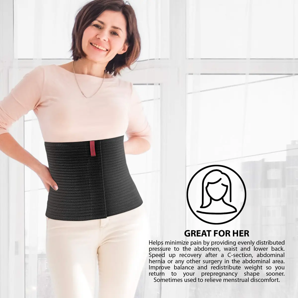ORTONYX 10-inch Abdominal Binder Belly Compression Wrap 3XL (up to 52") | Post-Surgical, Postpartum Support - view 6