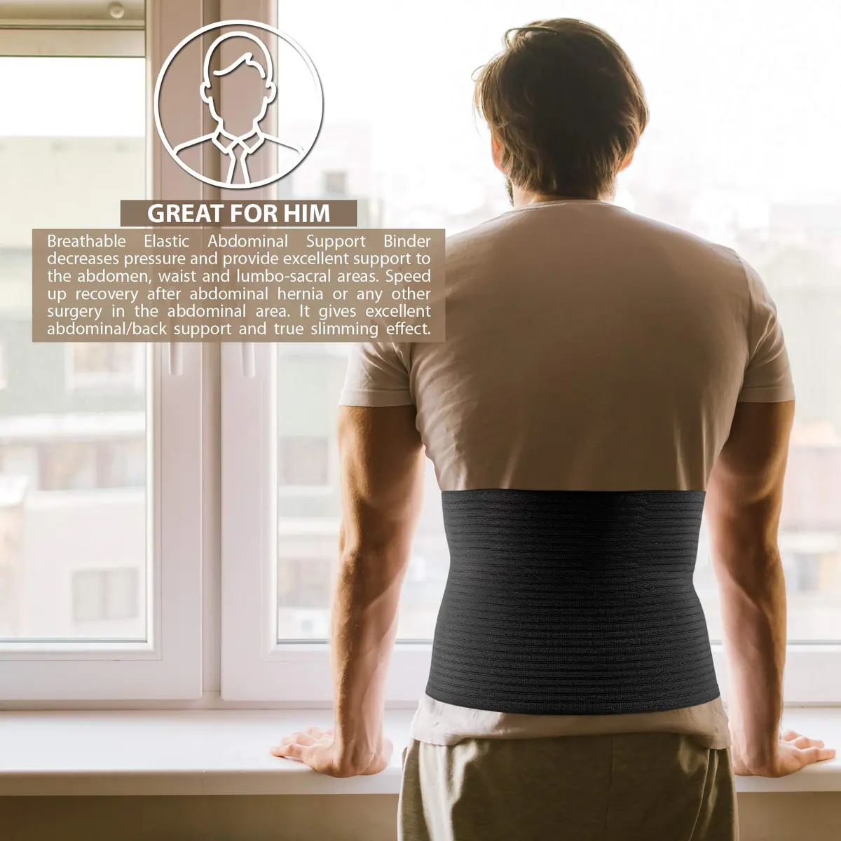 ORTONYX 10-inch Abdominal Binder Belly Compression Wrap 3XL (up to 52") | Post-Surgical, Postpartum Support - view 7