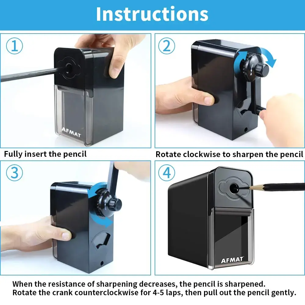 AFMAT Long Point Pencil Sharpener Manual for Artists | 8-20mm Long Nibs, Adjustable Sharpness, Self-Feed - view 6