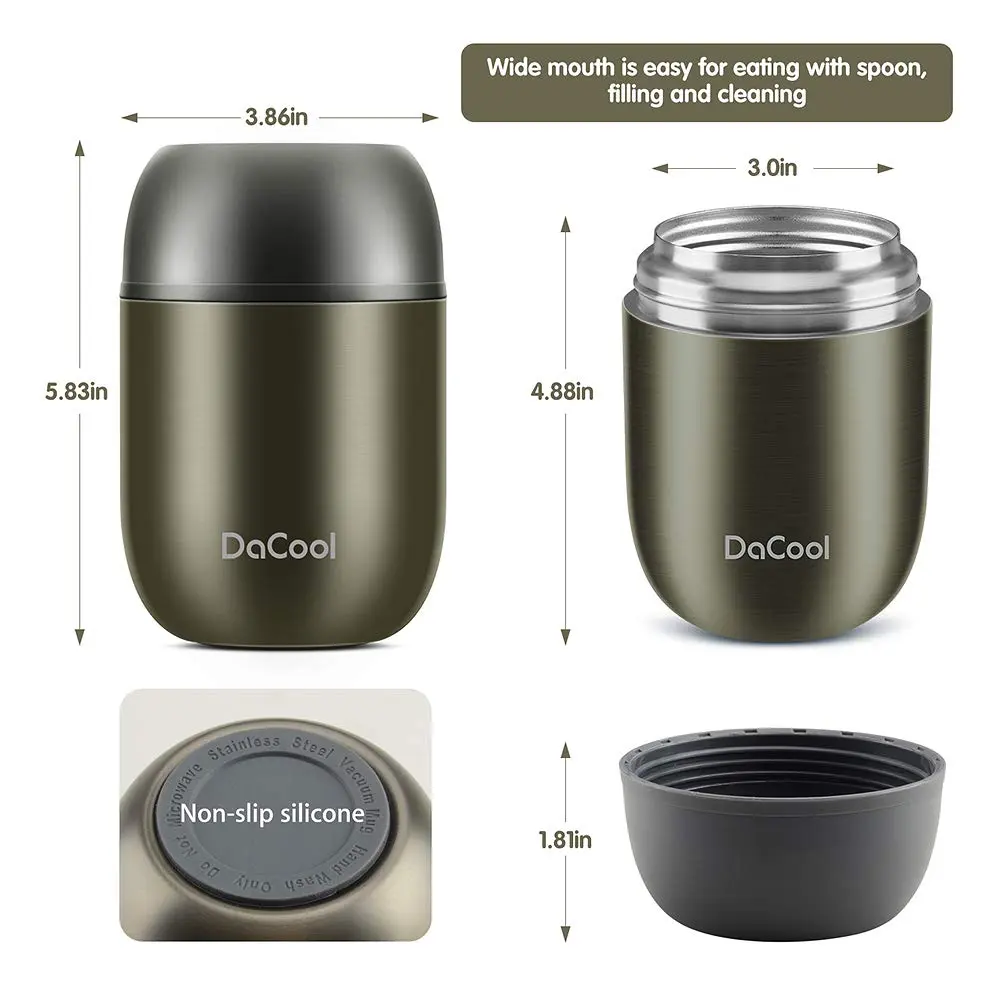 DaCool Food Thermo Insulated Food Jar 16oz | Leak-Proof Hot & Cold Food Container - view 6