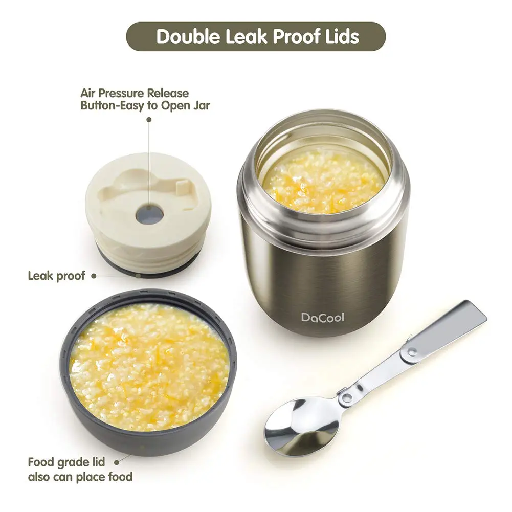 DaCool Food Thermo Insulated Food Jar 16oz | Leak-Proof Hot & Cold Food Container - view 2