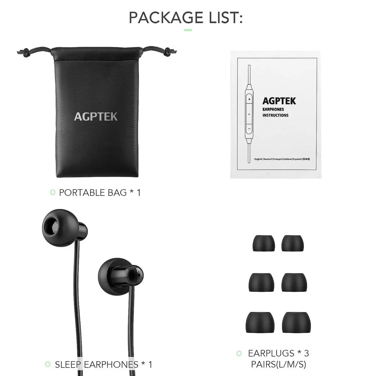 AGPTEK Sleep Earbuds In-Ear Earphones for Sleeping with 3 Sizes | Noise Isolating, Ultra-Light, Comfortable - view 7