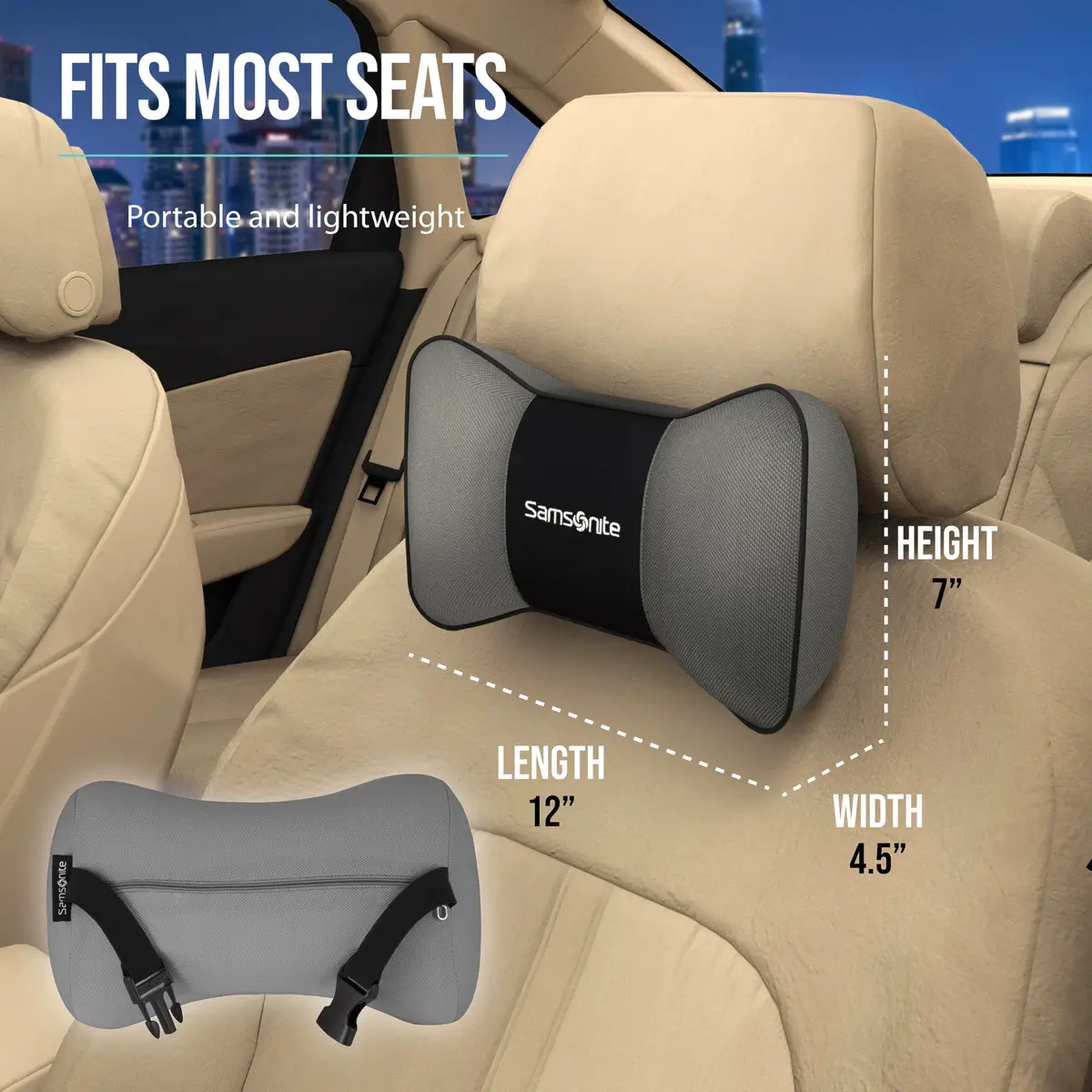 Samsonite Car Neck Pillow Memory Foam | Ergonomic Support for Long Trips in India - view 5