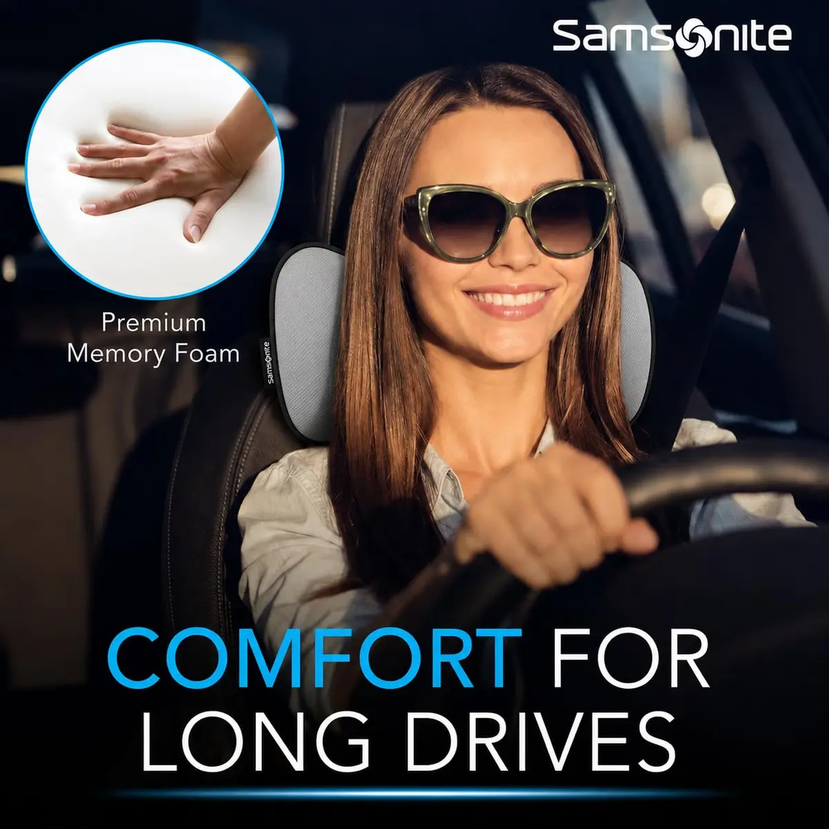 Samsonite Car Neck Pillow Memory Foam | Ergonomic Support for Long Trips in India - view 2