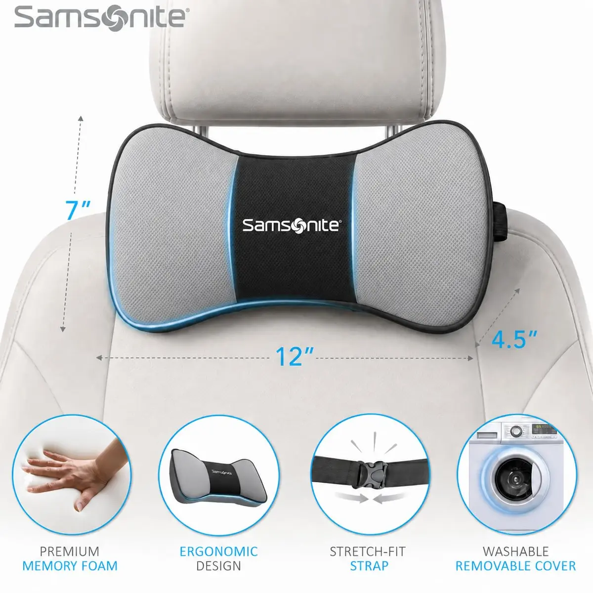 Samsonite Car Neck Pillow Memory Foam | Ergonomic Support for Long Trips in India - view 3