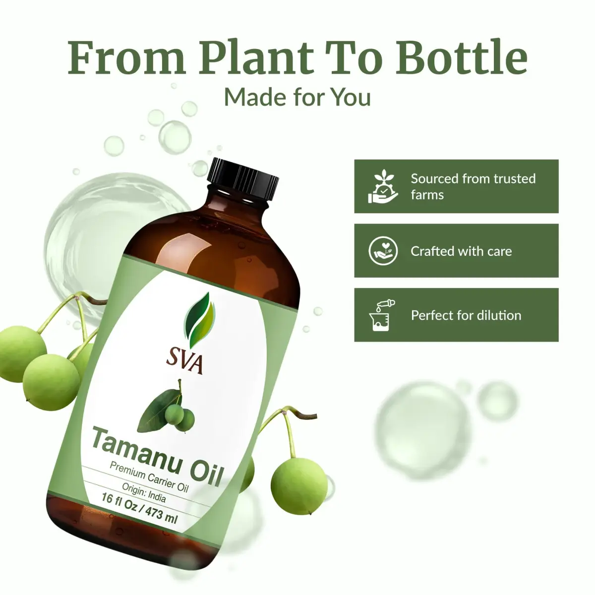 SVA Organics Tamanu Carrier Oil - 16 Fl Oz (473 ml) - Pure & Natural - view 4