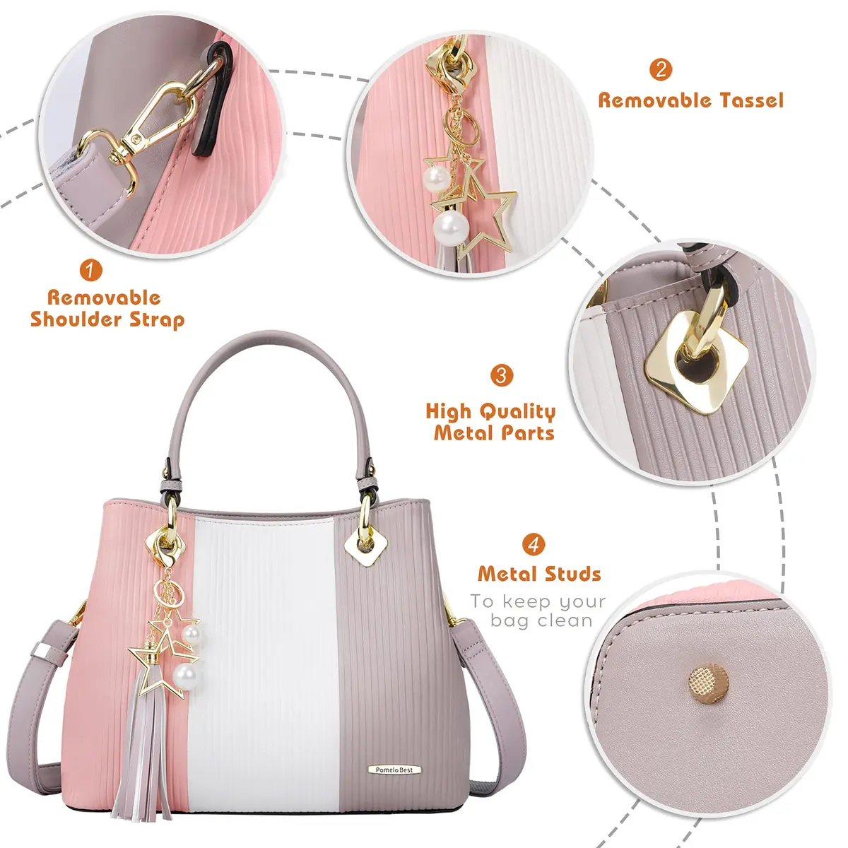 Pomelo Best Top-Handle Handbag for Women with Multiple Pockets | Stylish & Spacious (70-120 chars) - view 5