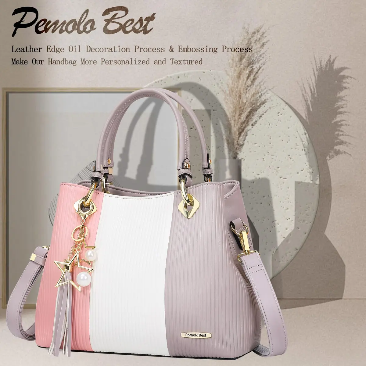 Pomelo Best Top-Handle Handbag for Women with Multiple Pockets | Stylish & Spacious (70-120 chars) - view 3