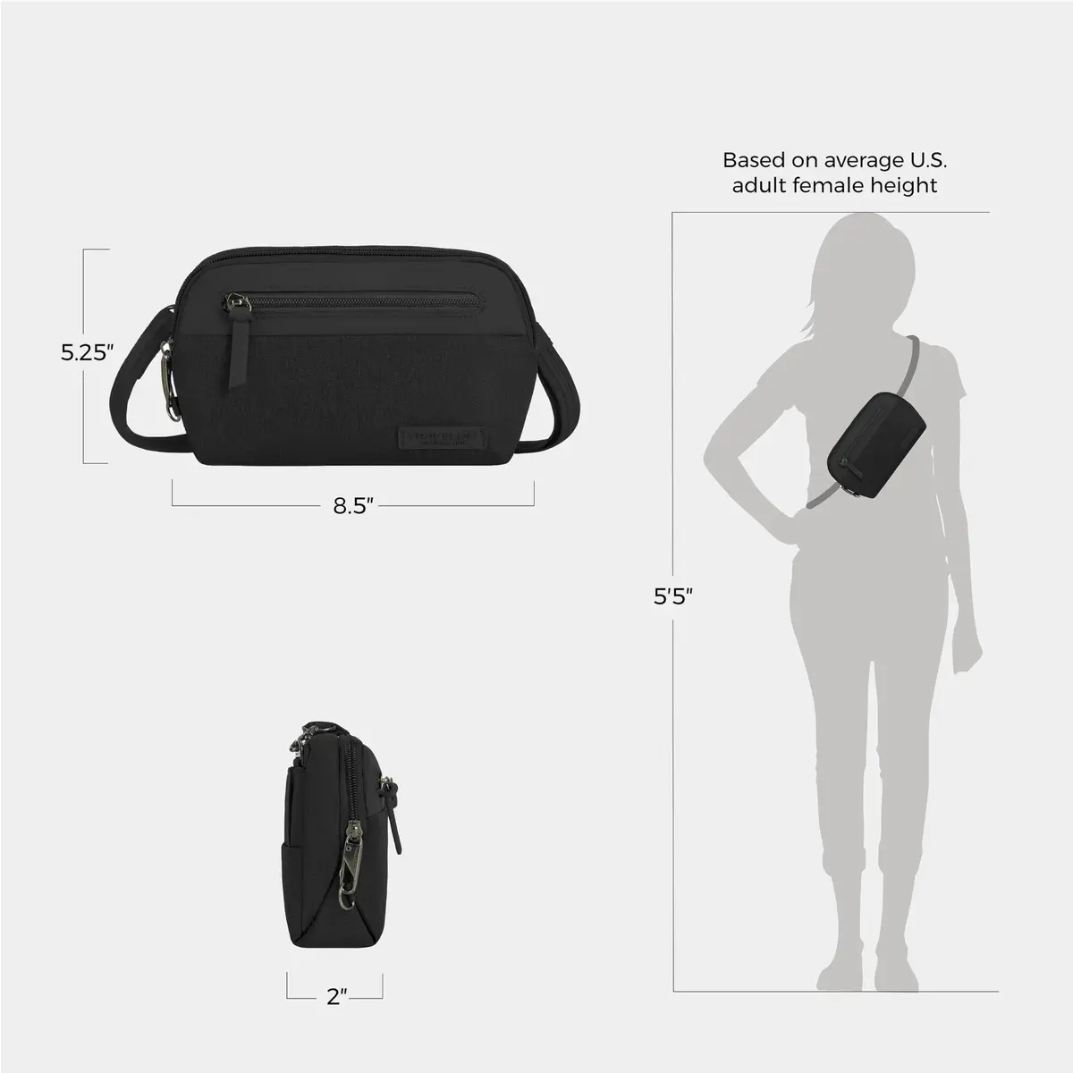 Travelon Anti-Theft Metro Convertible Small Crossbody Bag | RFID & Locking Zippers, 8.5"W x 5.25"H - view 5