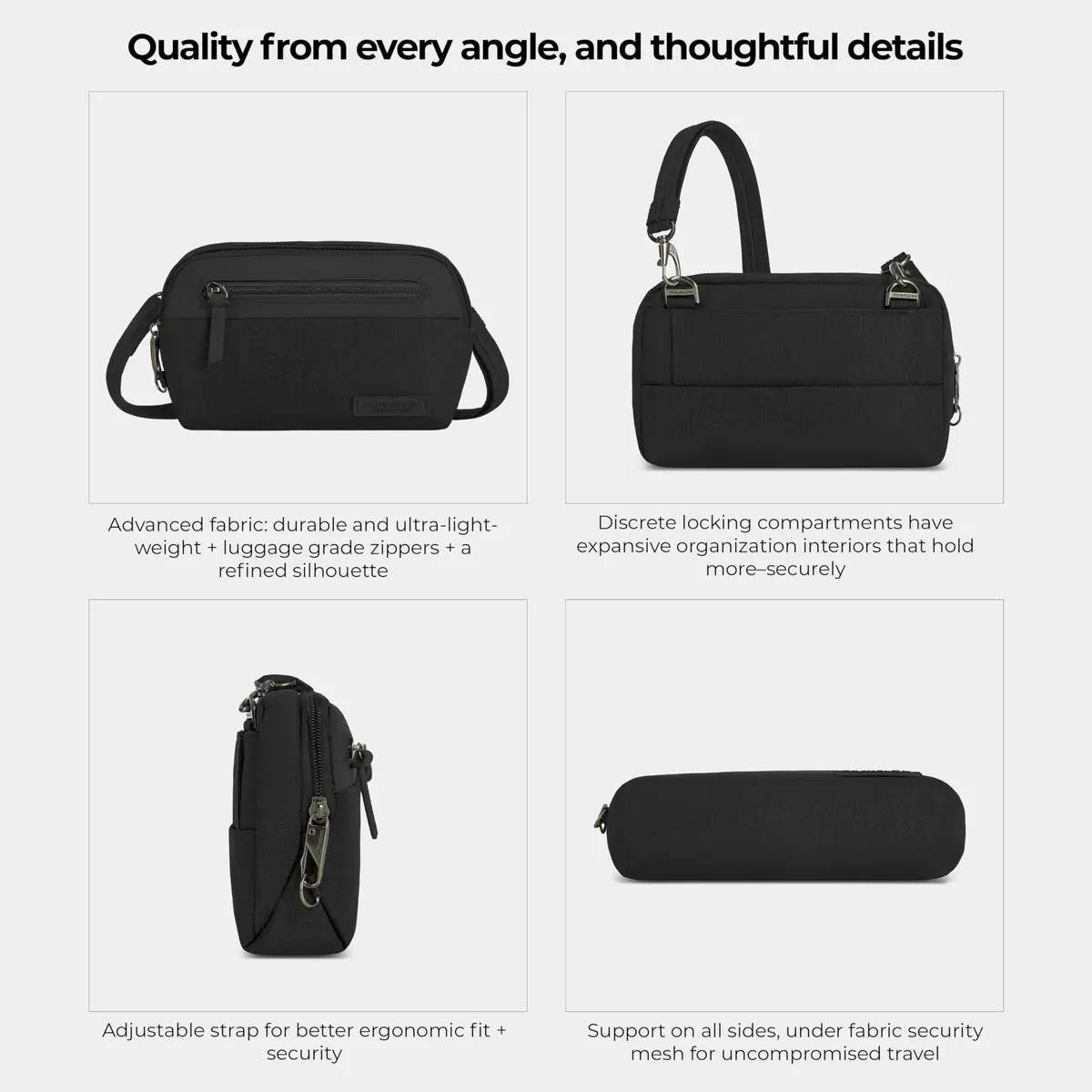 Travelon Anti-Theft Metro Convertible Small Crossbody Bag | RFID & Locking Zippers, 8.5"W x 5.25"H - view 6