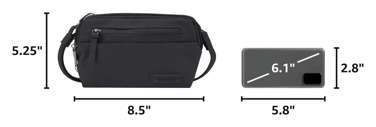 Travelon Anti-Theft Metro Convertible Small Crossbody Bag | RFID & Locking Zippers, 8.5"W x 5.25"H - view 3