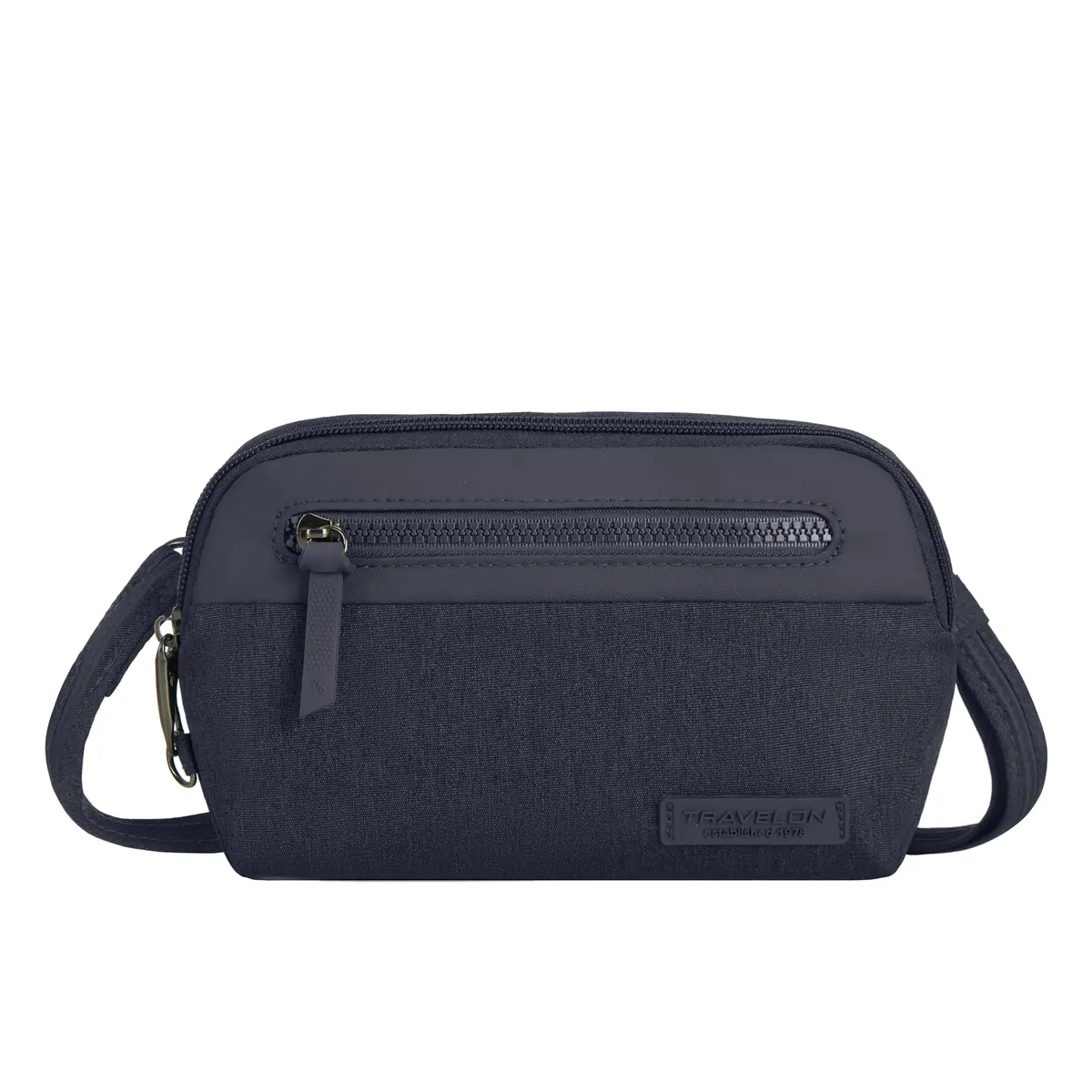 Travelon Anti-Theft Metro Convertible Small Crossbody Bag | RFID & Locking Zippers, 8.5"W x 5.25"H, Navy Heather - main product image