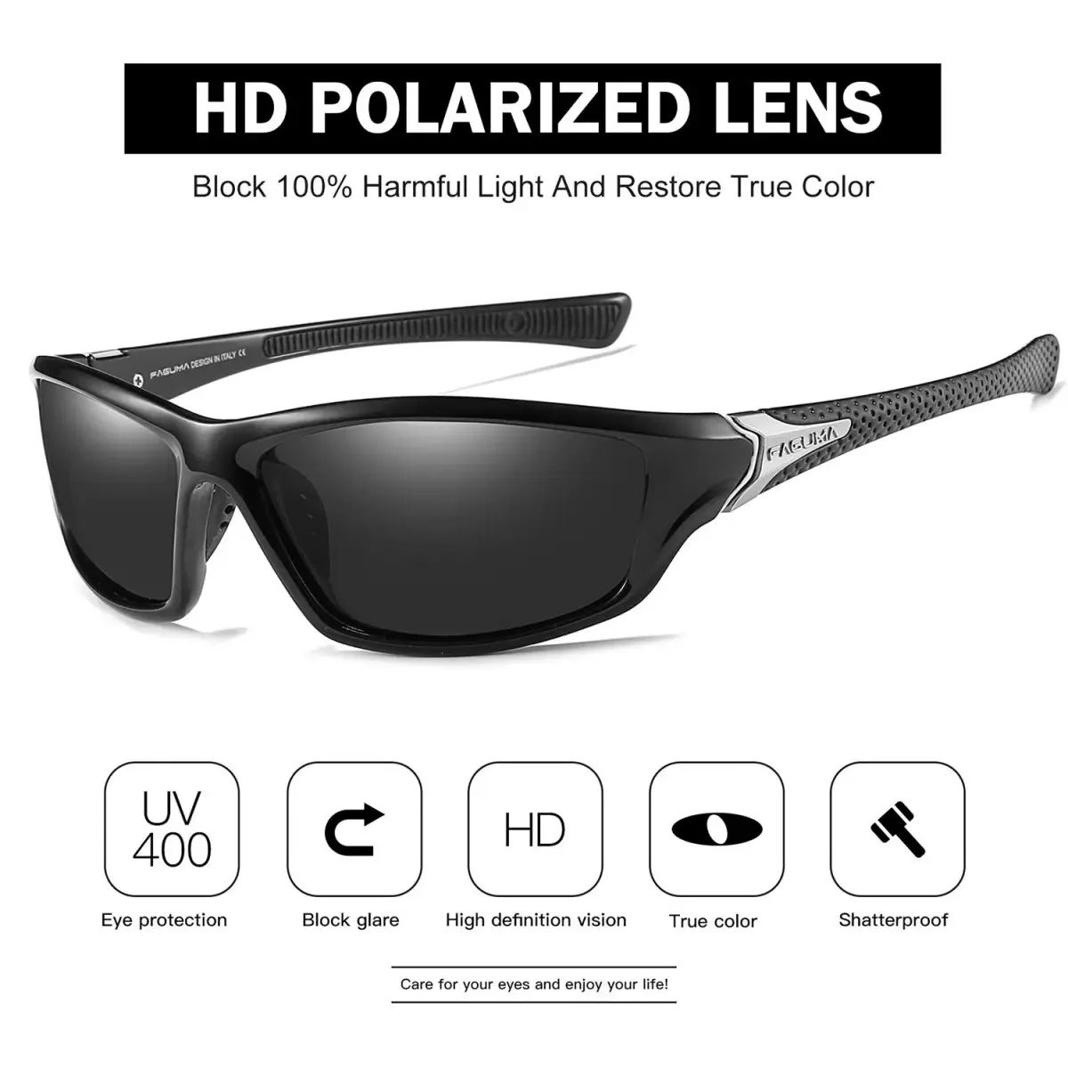 FAGUMA Sports Polarized Sunglasses For Men | 62mm (2.44 in) Lens Width - view 3