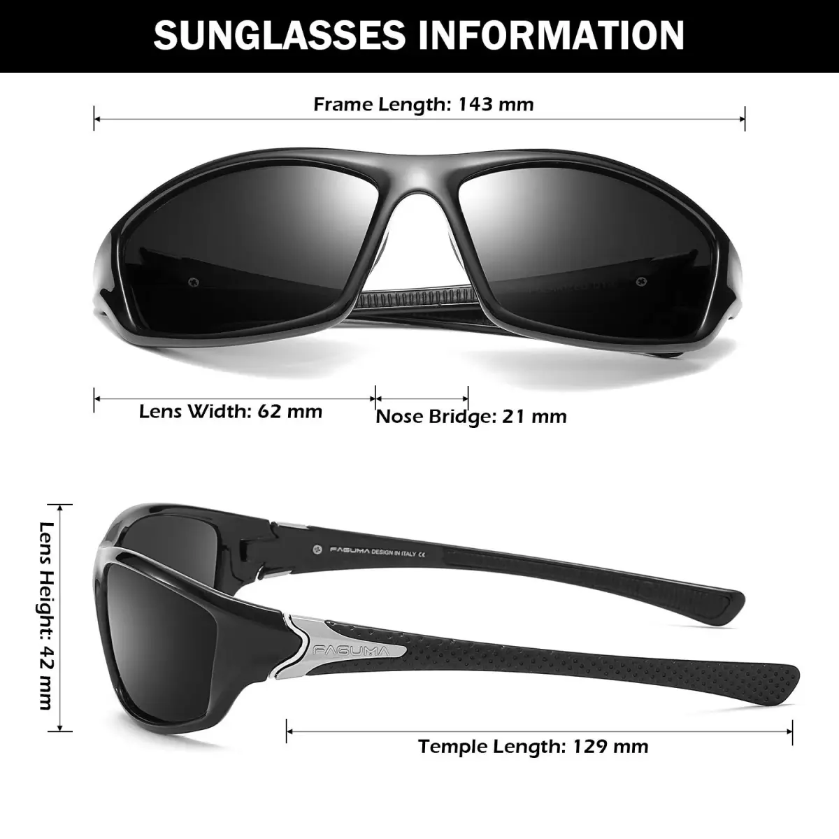 FAGUMA Sports Polarized Sunglasses For Men | 62mm (2.44 in) Lens Width - view 4