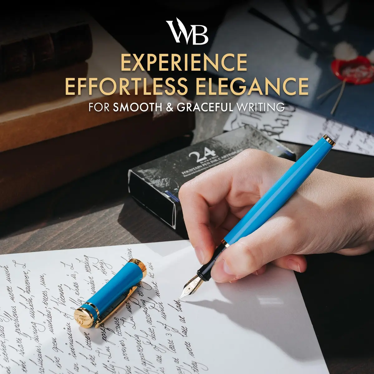 Wordsworth & Black Luxury Fountain Pen Sky Blue Medium Nib | Smooth Ink Flow for Students & Professionals - view 2