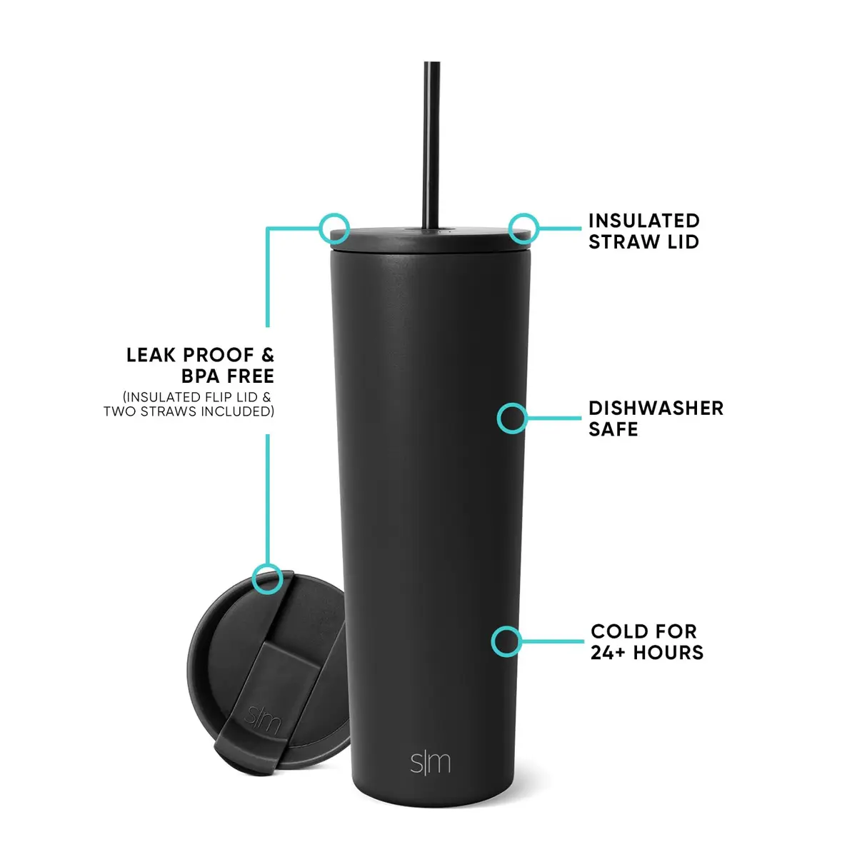 Simple Modern Classic Tumbler 28oz (828ml) | Insulated Stainless Steel Cup with Straw Lid - view 2