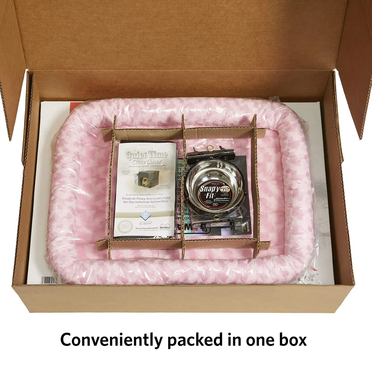MidWest Homes for Pets Pink Animal_Cage 24-inch Starter Kit for Small Dogs | Complete Crate & Accessories - view 3