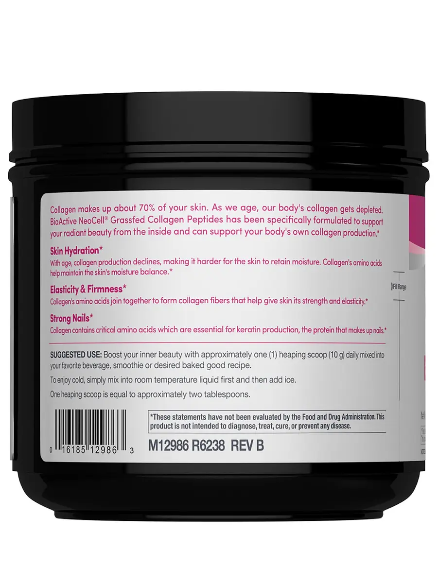 NeoCell Grassfed Collagen Peptides Powder 14 oz (397g) | Supports Hair, Skin, Joints & Nails - view 3