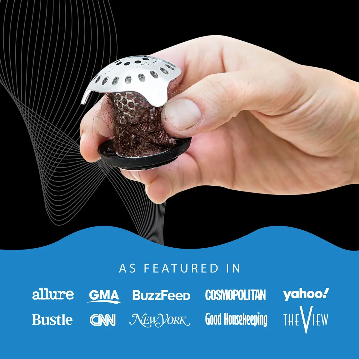 TubShroom Ultra Hair Catcher & Strainer for Bathtub Drains, Stainless Steel Combo with Adapters & Stopper | Catches Hair, Prevents Clogs - view 9