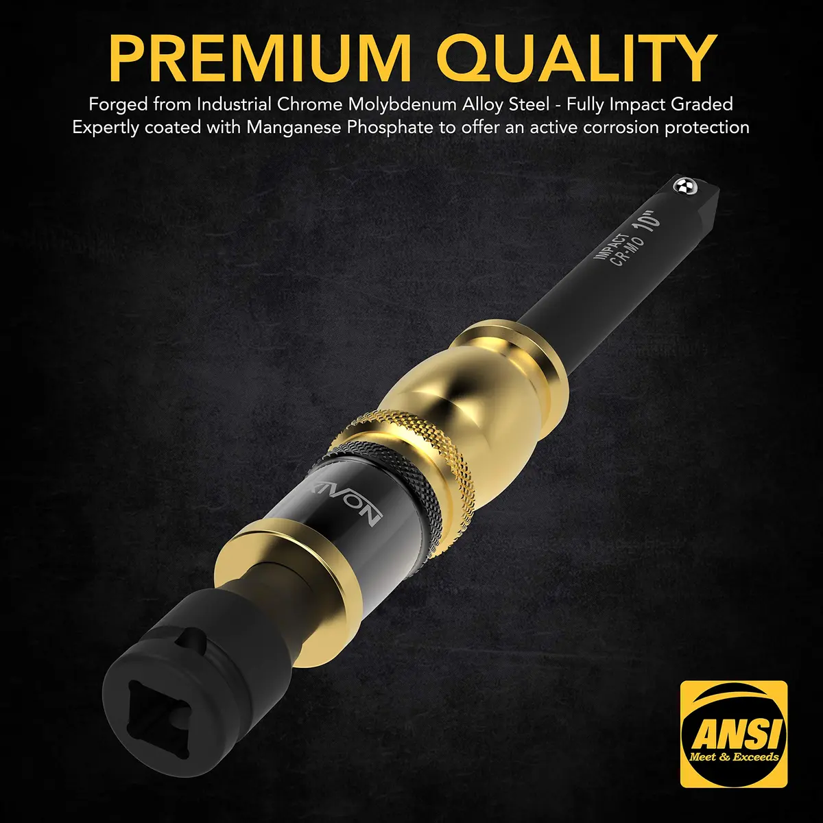 LEXIVON 1/2" Impact Extension Bar with Speed Collar 10" | Cr-Mo Steel, 3-Position Handle, Impact Grade (LX-116) - view 4