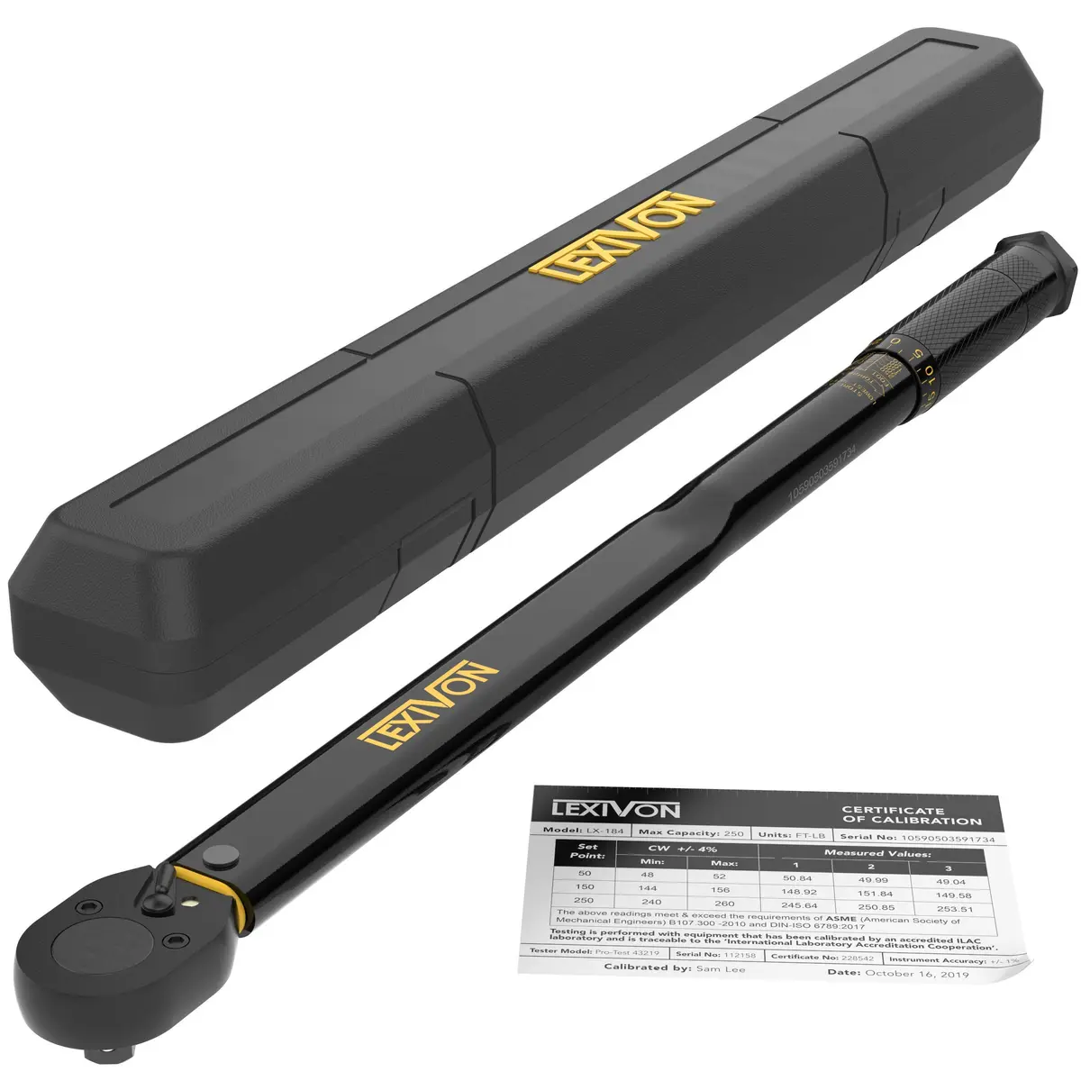 LEXIVON 1/2-Inch Drive Click Torque Wrench 25-250 Ft-Lb / 33.9-338.9 Nm | Certified Precision & Durable Build - main product image