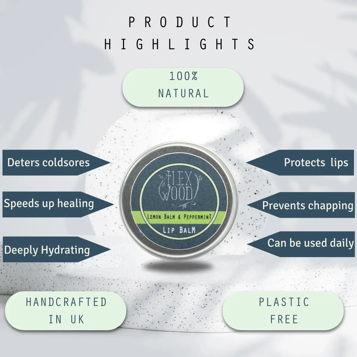 The Ilex Wood Vegan Lemon Balm & Peppermint Lip Balm 10ml (0.34 fl oz) | Natural Cold Sore Defense - view 6