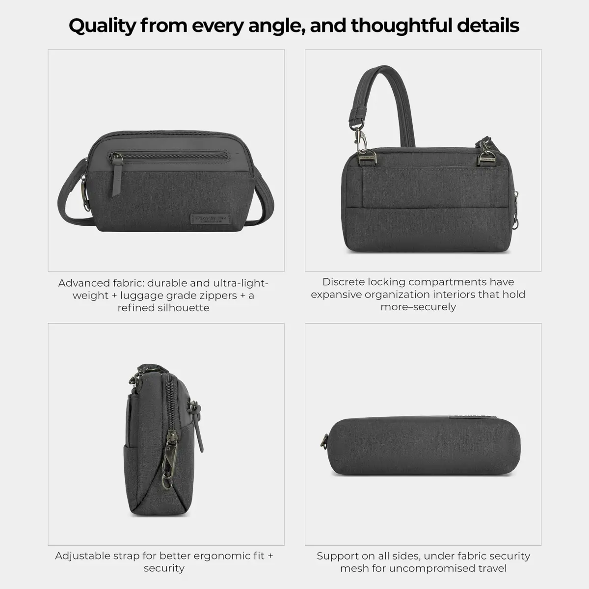 Travelon Anti-Theft Metro Convertible Small Crossbody Bag | RFID Protected, Slash-Resistant, 8.5"W x 5.25"H - view 6