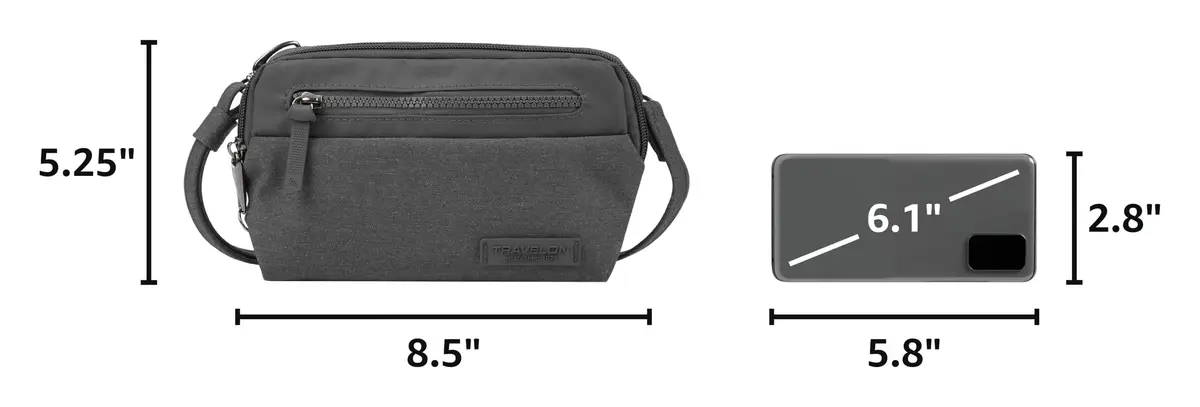 Travelon Anti-Theft Metro Convertible Small Crossbody Bag | RFID Protected, Slash-Resistant, 8.5"W x 5.25"H - view 3