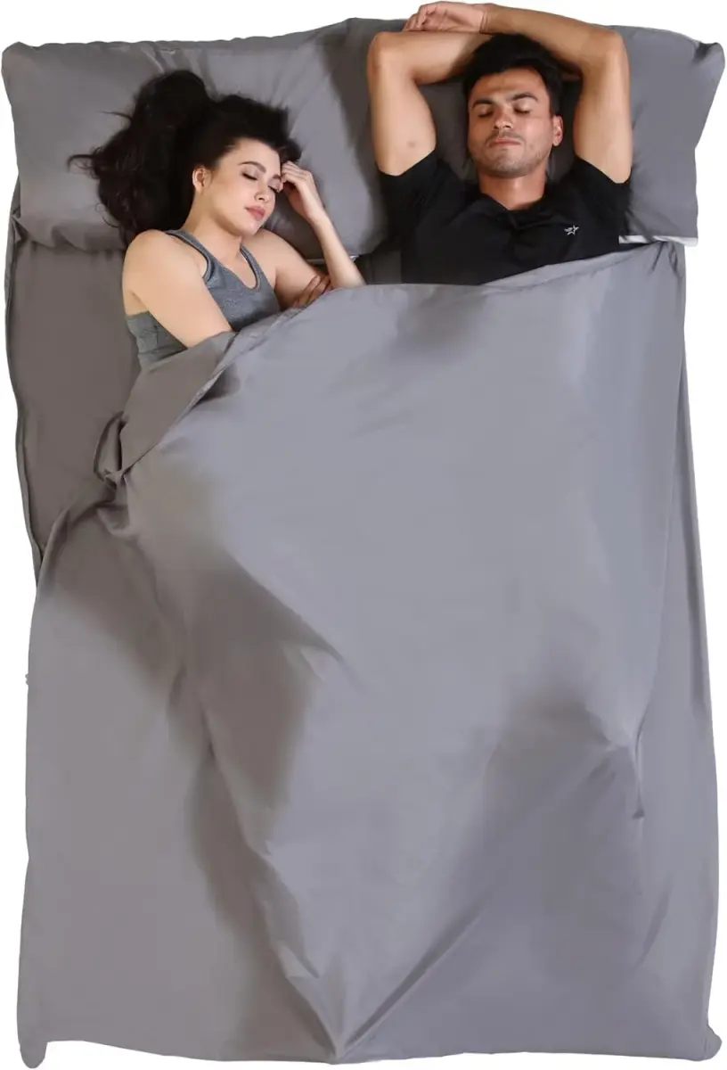 Tough Outdoors XL Sleeping Bag Liner with Zipper - Rectangular Travel Sheet 218cm (85") | Lightweight Polyester for Camping & Hotels - main product image
