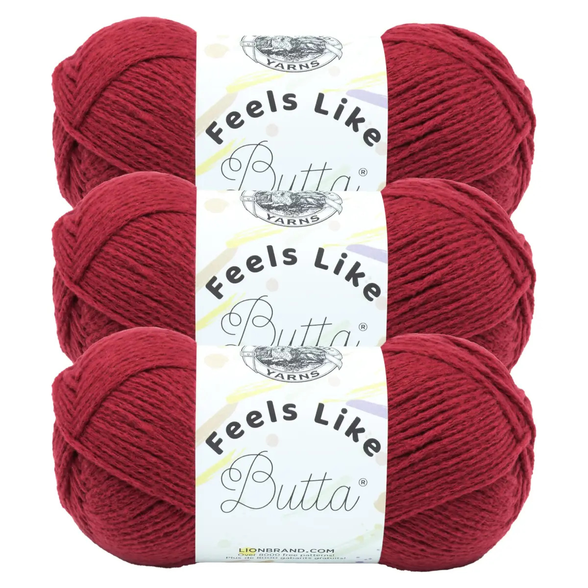 Lion Brand Yarn Feels Like Butta Crochet Yarn Cranberry 3 Pack (300 g / 654 yd) | OEKO-TEX Certified Soft Polyester for Amigurumi & Blankets - main product image