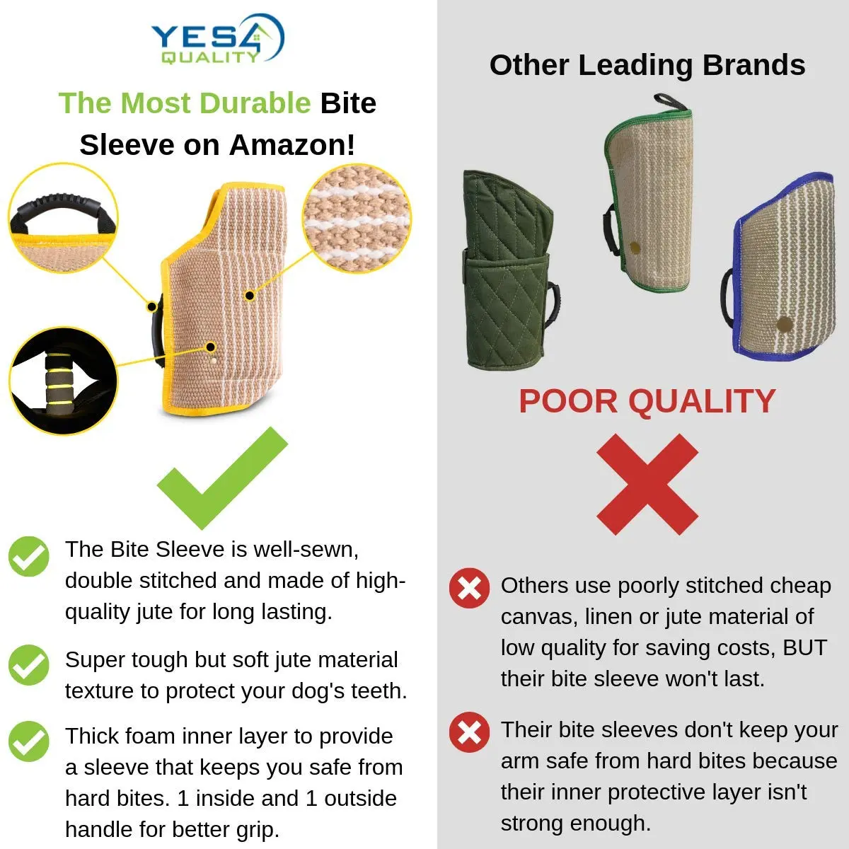 YES4QUALITY Dog Bite Sleeve for Large Dogs | Heavy Duty Canine Training Gear (20x12") - view 6