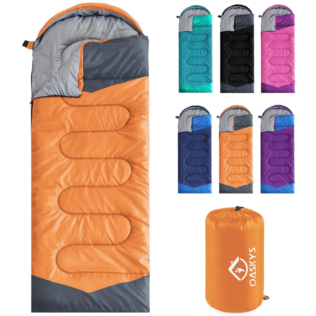 oaskys Camping Sleeping Bag - 3 Season Waterproof & Lightweight | Suitable for Adults & Kids - main product image
