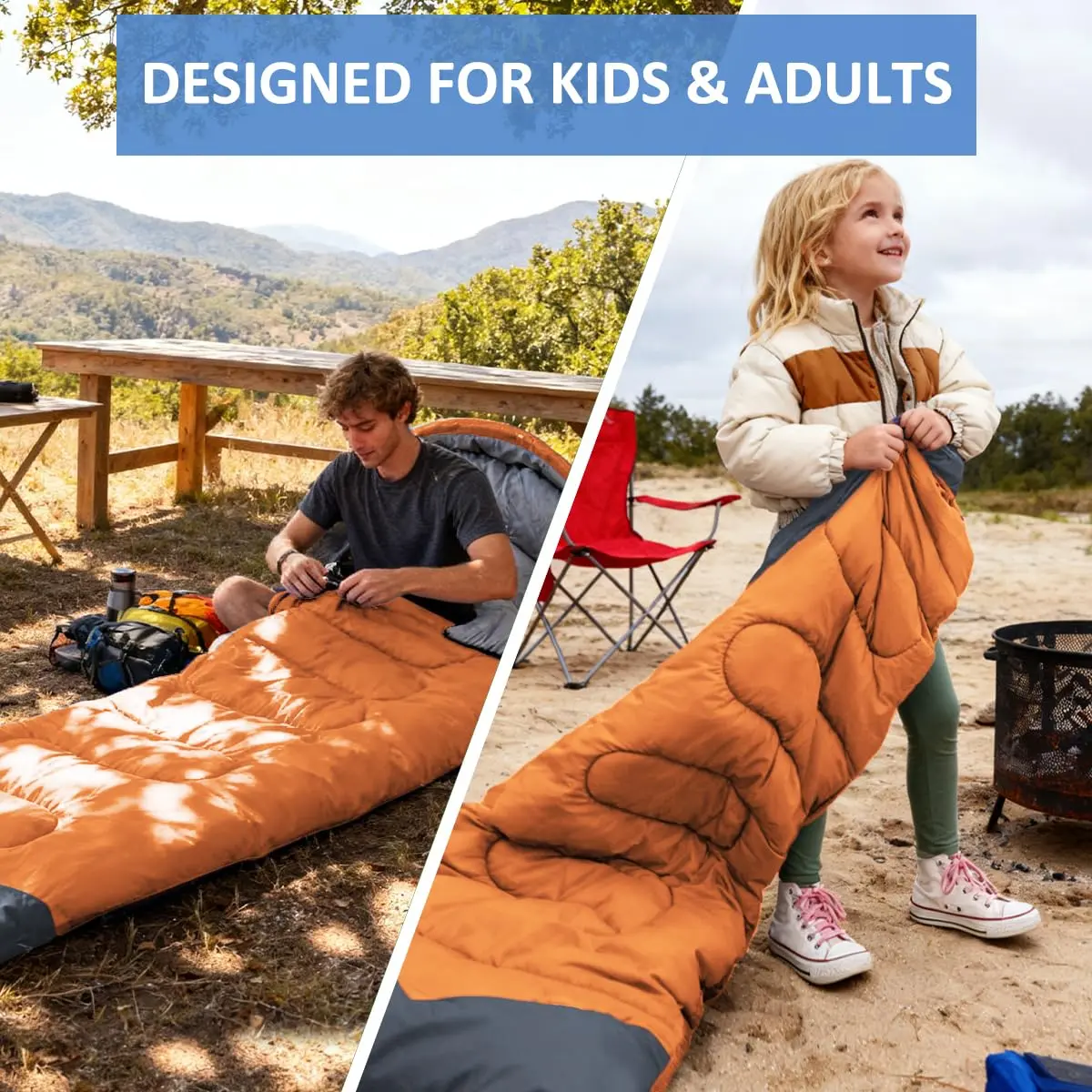 oaskys Camping Sleeping Bag - 3 Season Waterproof & Lightweight | Suitable for Adults & Kids - view 6