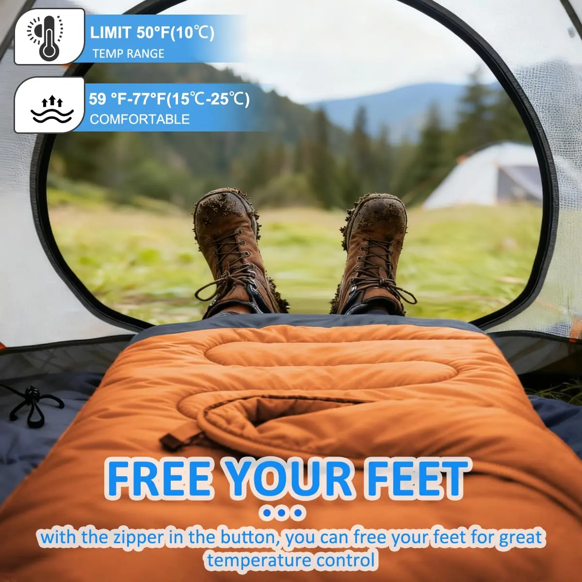 oaskys Camping Sleeping Bag - 3 Season Waterproof & Lightweight | Suitable for Adults & Kids - view 7